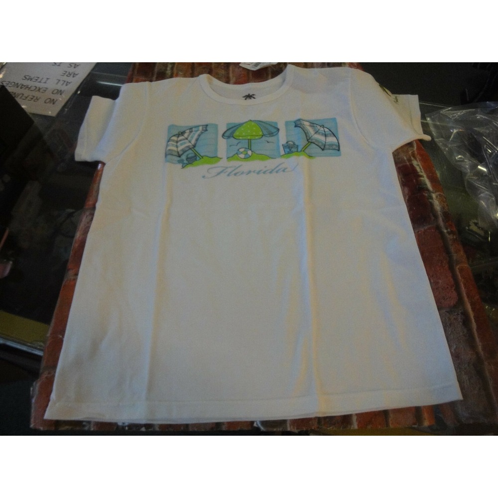 Palm Island Womens M short sleeve T-shirt Beach scene‎ FLORIDA NWT